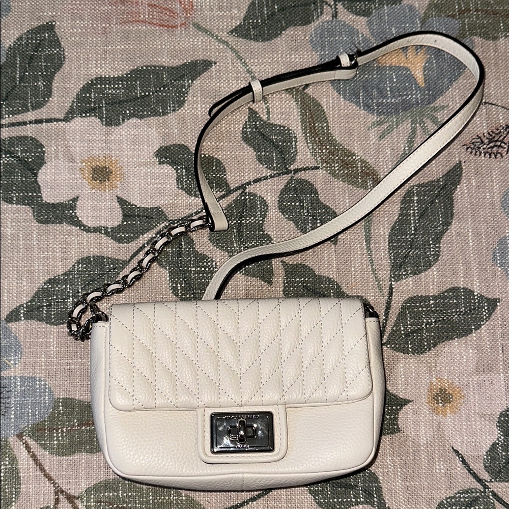 White Quilted Leather crossbody Bag Karl Lagerfeld Paris